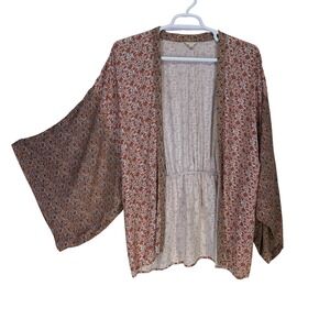 Sim‎ & Sam Womans Kimono L Multicolor Ditsy Floral Mixed Media Cottagecore Boho